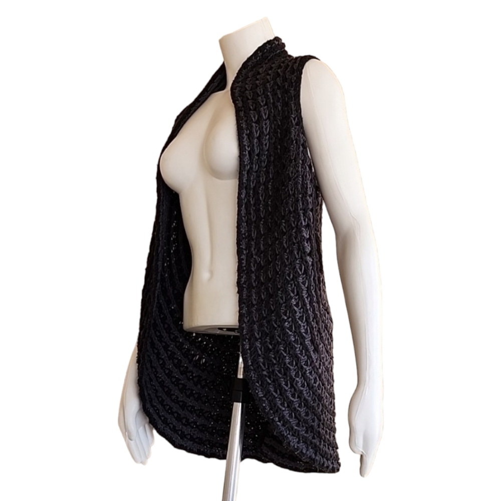 SLEEPING ON SNOW ANTHROPOLOGIE Cocoon Wool Sweater Vest S M Crochet Cardigan - Picture 15 of 16